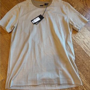 Boss Men's Beige Striped Short Sleeve Tee